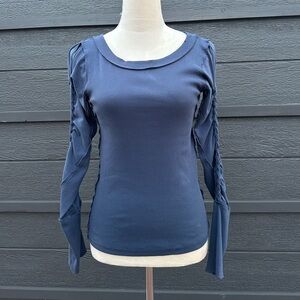 We The Free Dark Blue Long Sleeve Braided Top